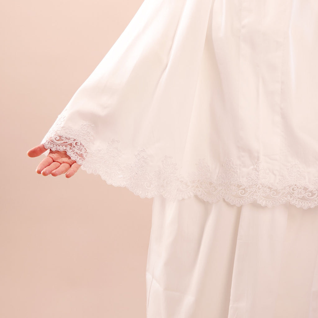 White Dentelle Cotton prayer cloth- 2 Pieces