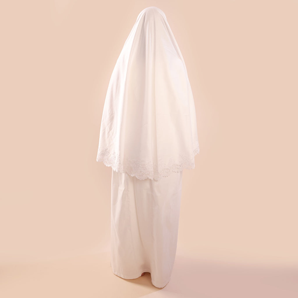 White Dentelle Cotton prayer cloth- 2 Pieces