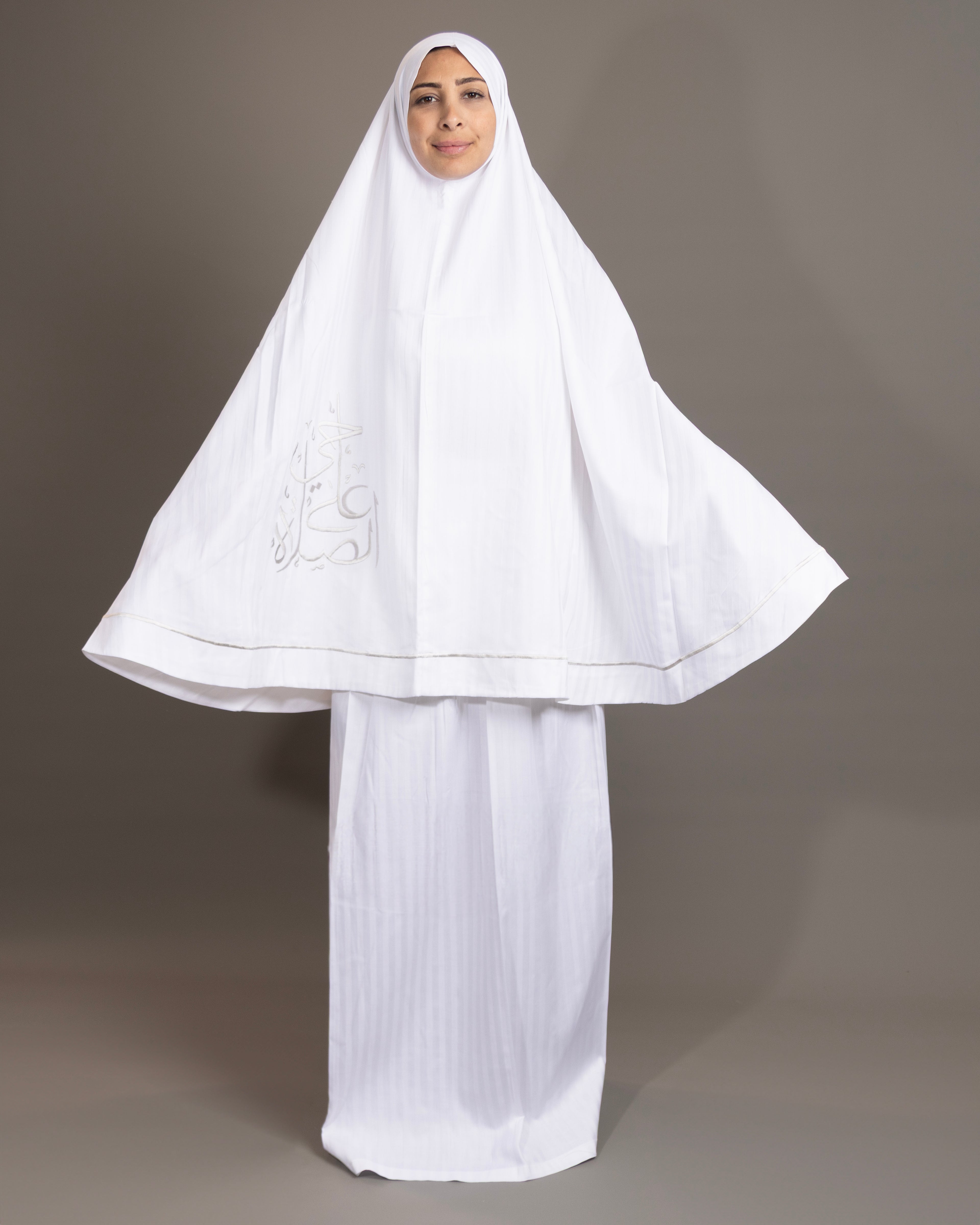 White Embroidered Cotton prayer cloth - 2 Pieces