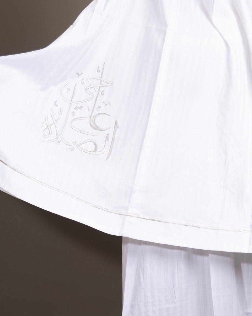 White Embroidered Cotton prayer cloth - 2 Pieces