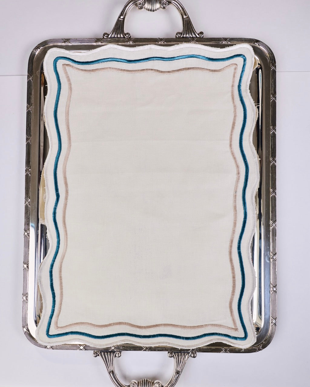 Contour Blue & Silver traymat,3 contour lines set of 2