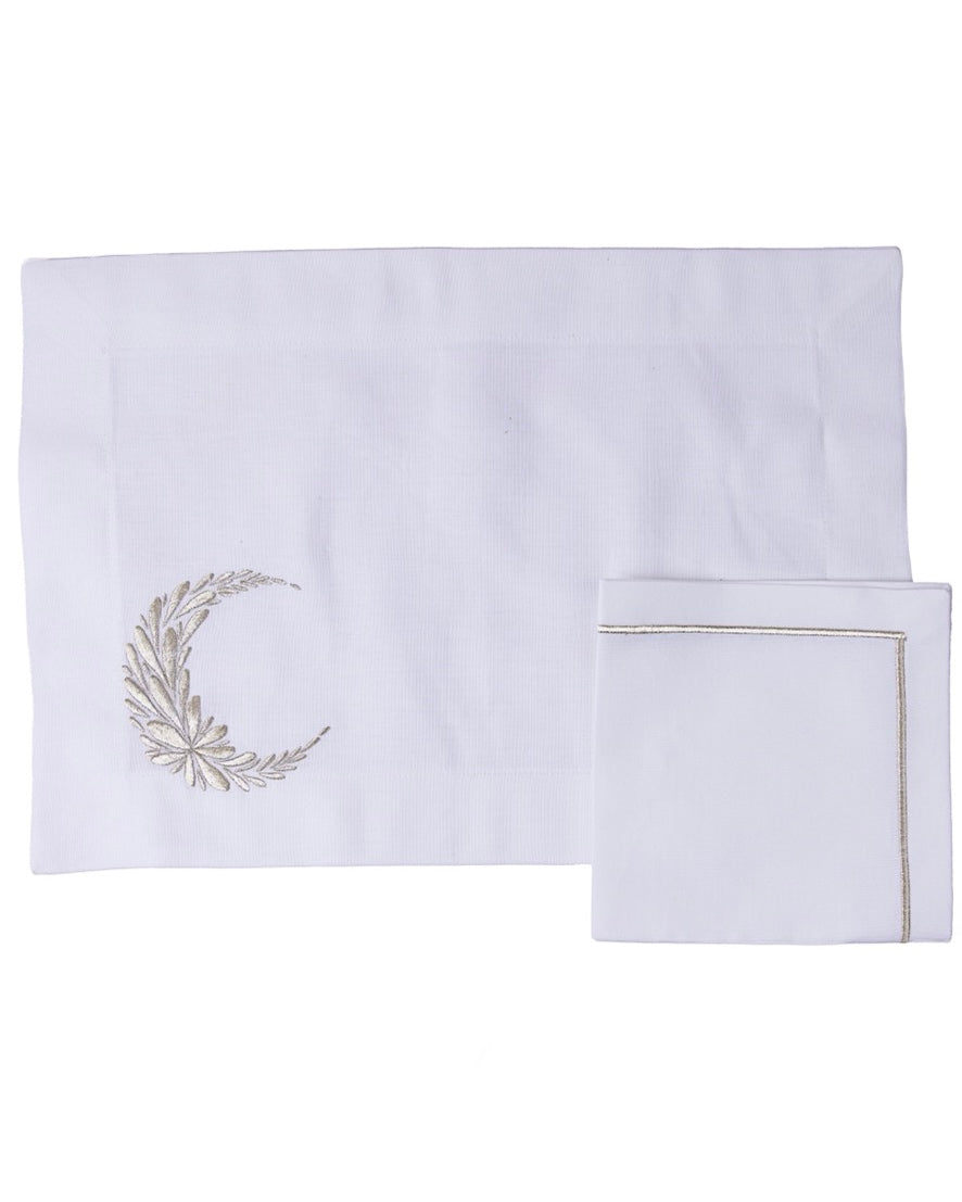 Silver MOON placemat with napkins set of 12