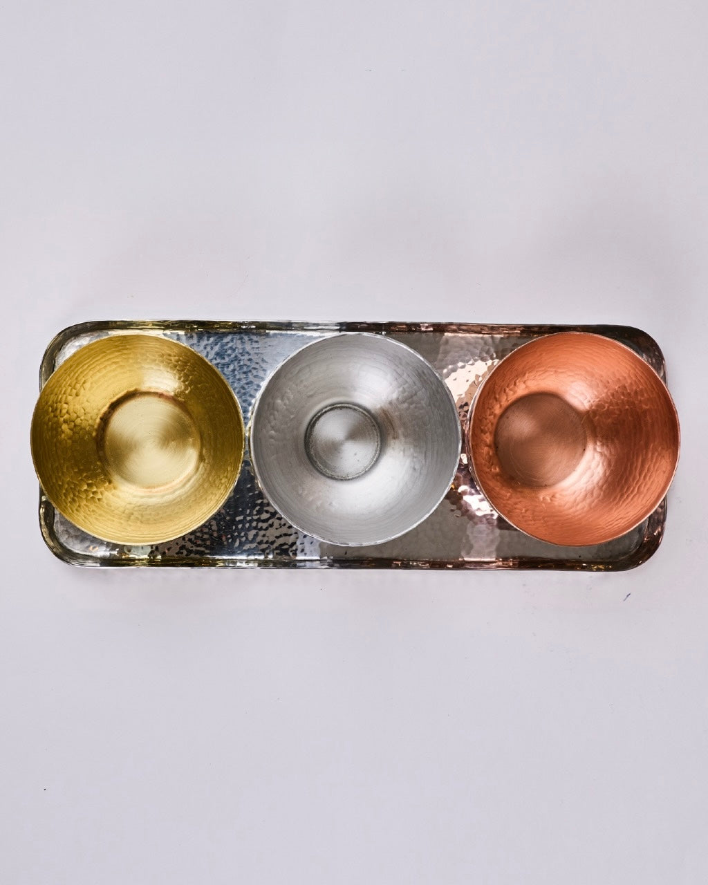BRASS TRAY WITH 3 CUPS