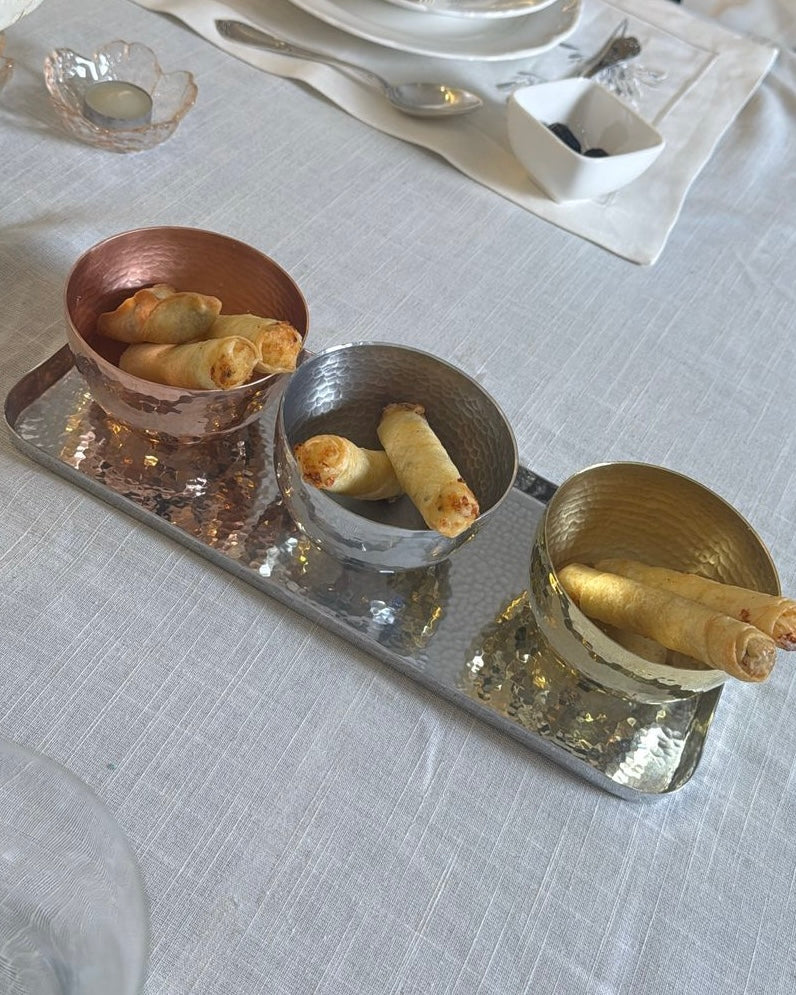 BRASS TRAY WITH 3 CUPS