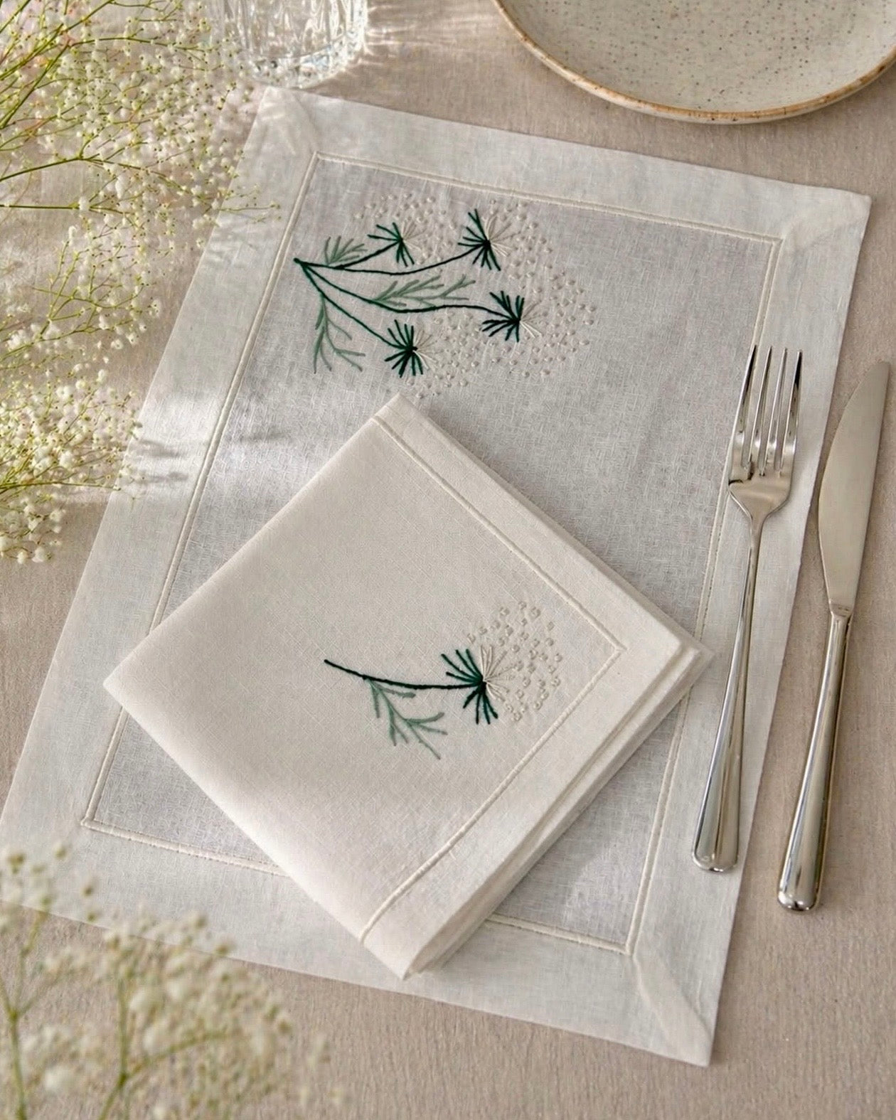 Gypsofil Placemat with Napkins set of 6