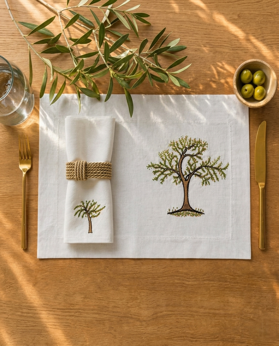 Olive Tree Placemat with Napkins set of 12