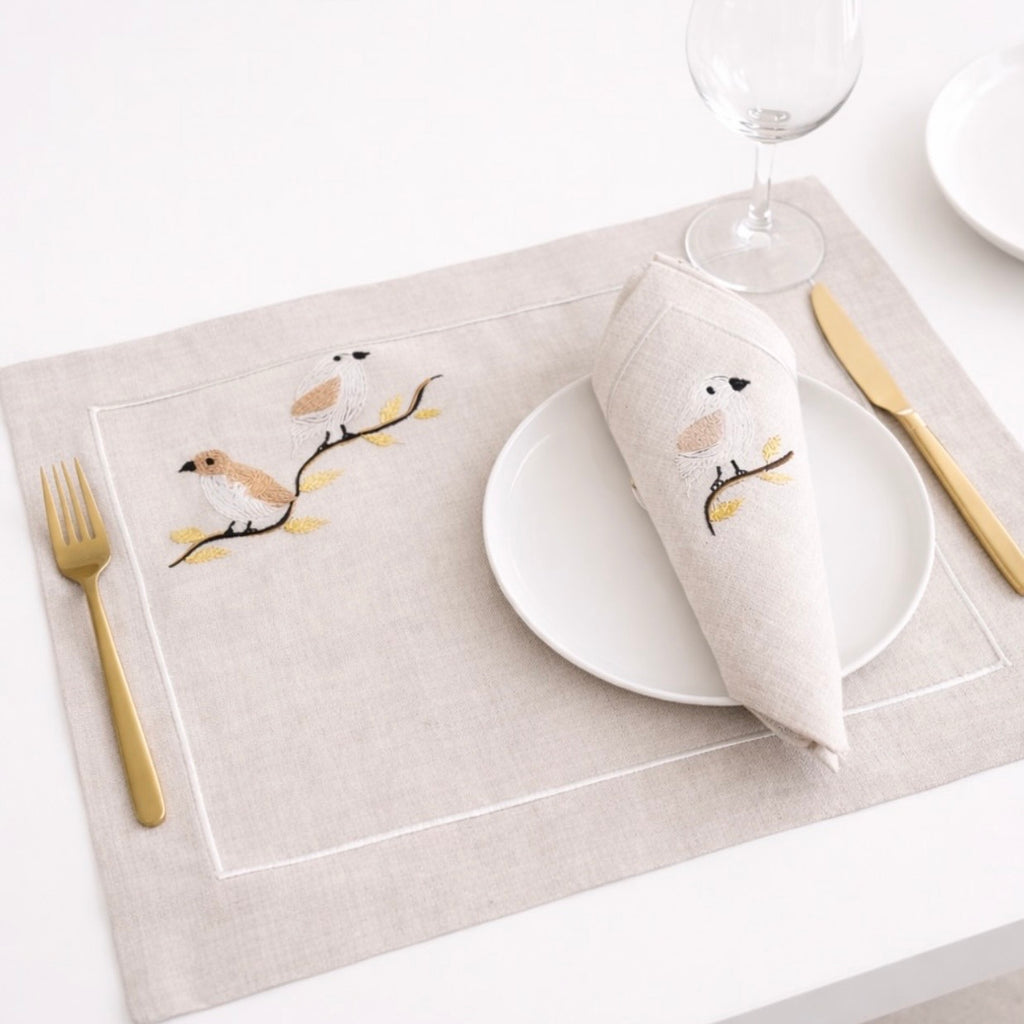 Birds on branch placemat with napkins set of 12