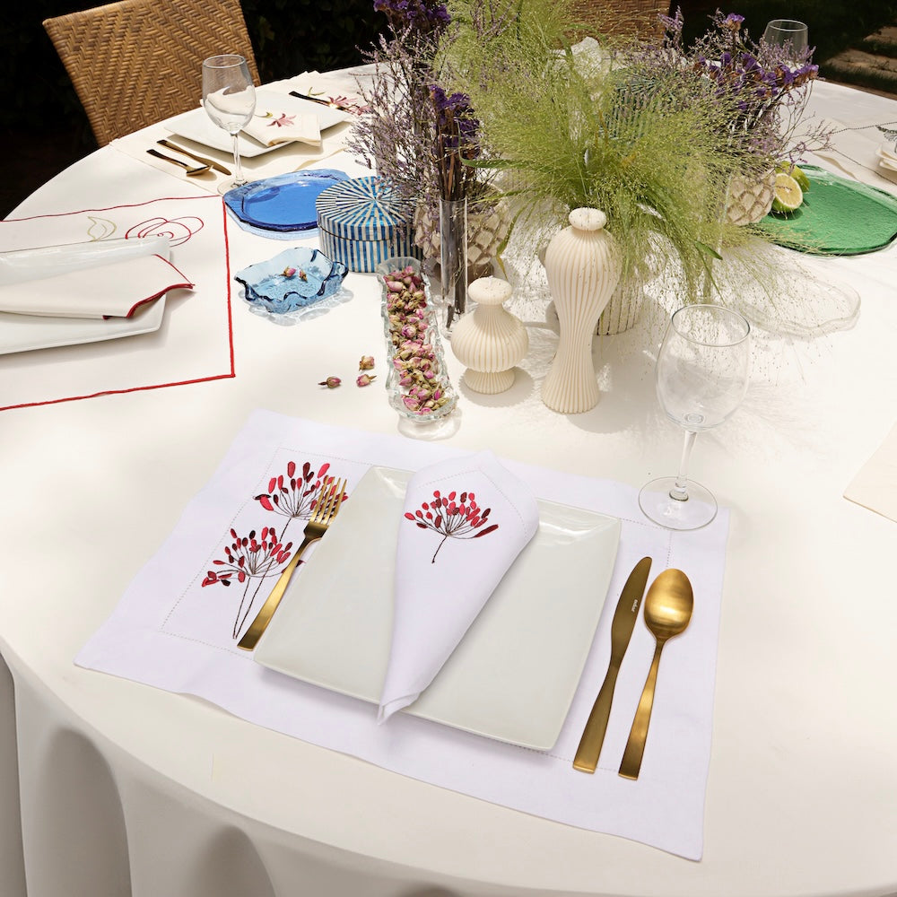 Red blossom Placemat & Napkin set of 12