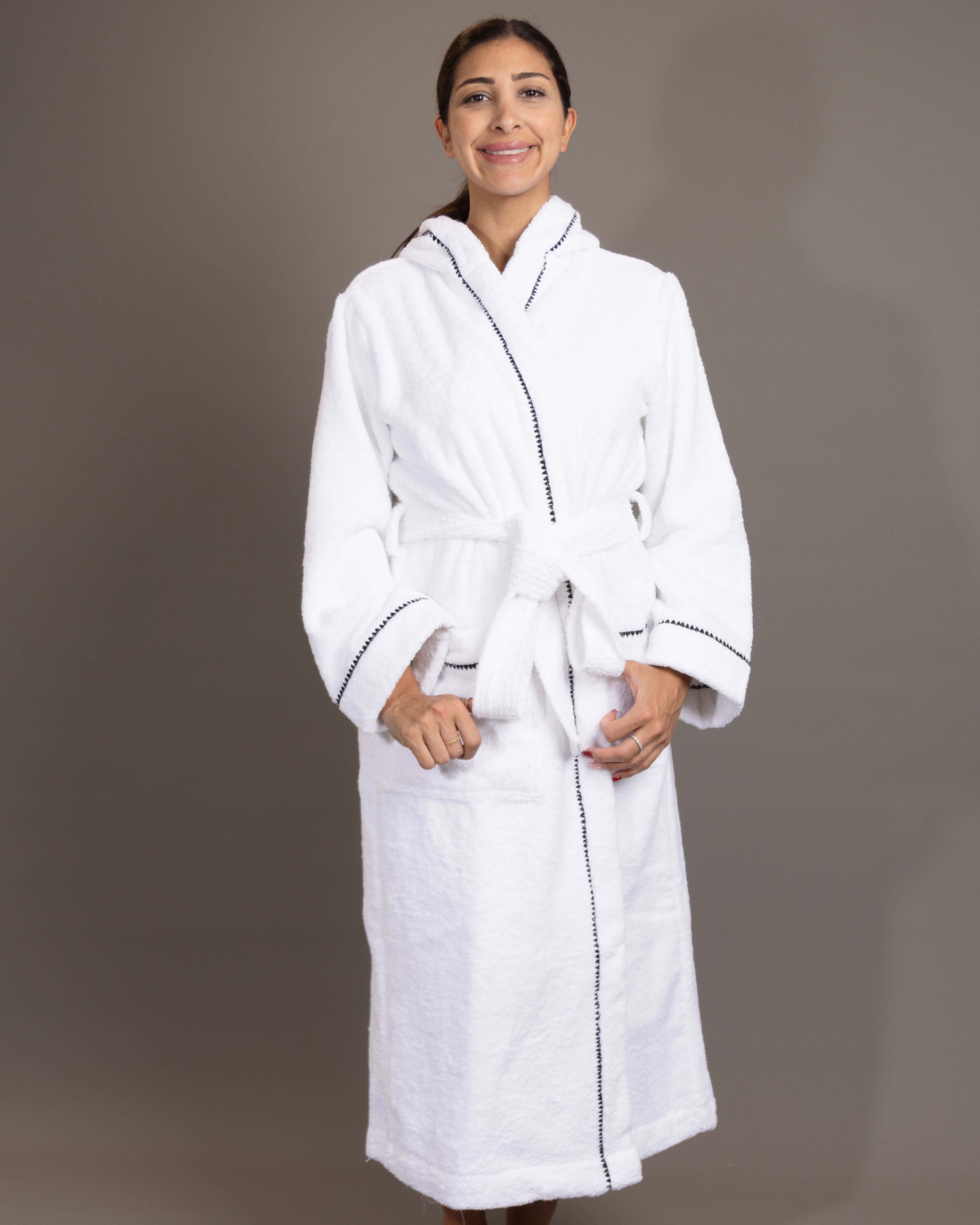 Embroidery Adult Bathrobe White