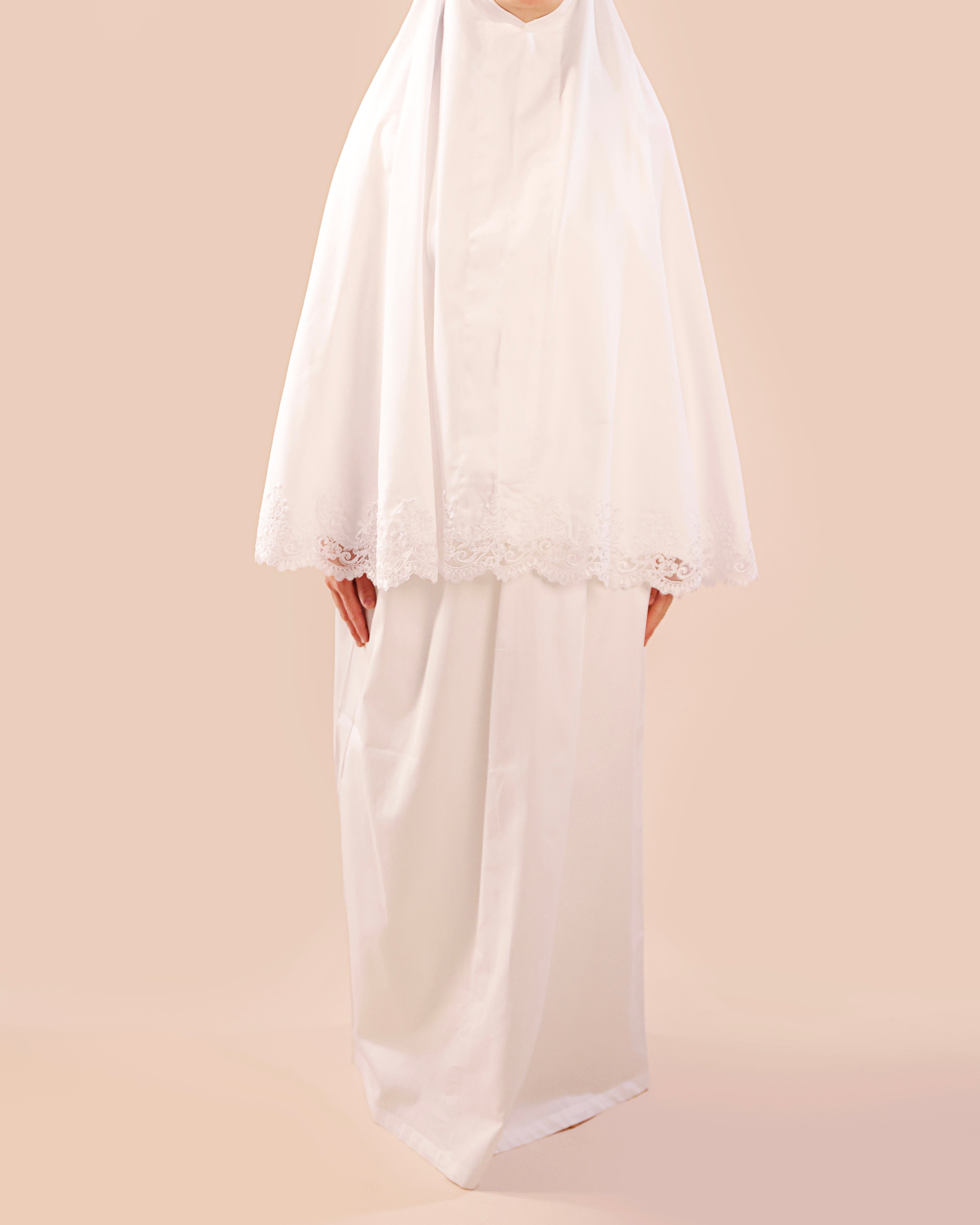 White Dentelle Cotton prayer cloth- 2 Pieces