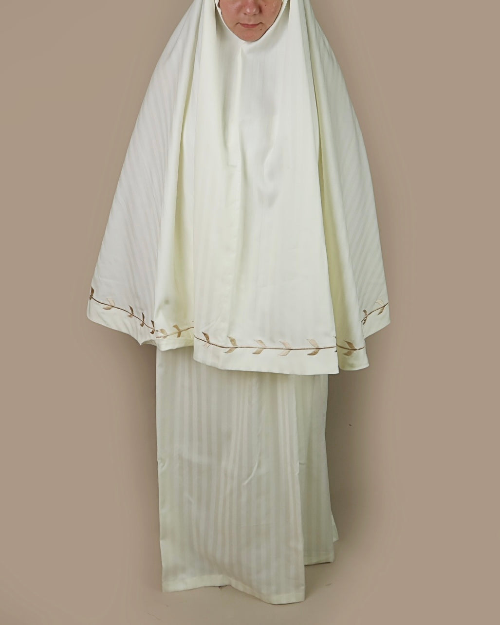Offwhite Embroidered Cotton prayer cloth - 2 Pieces
