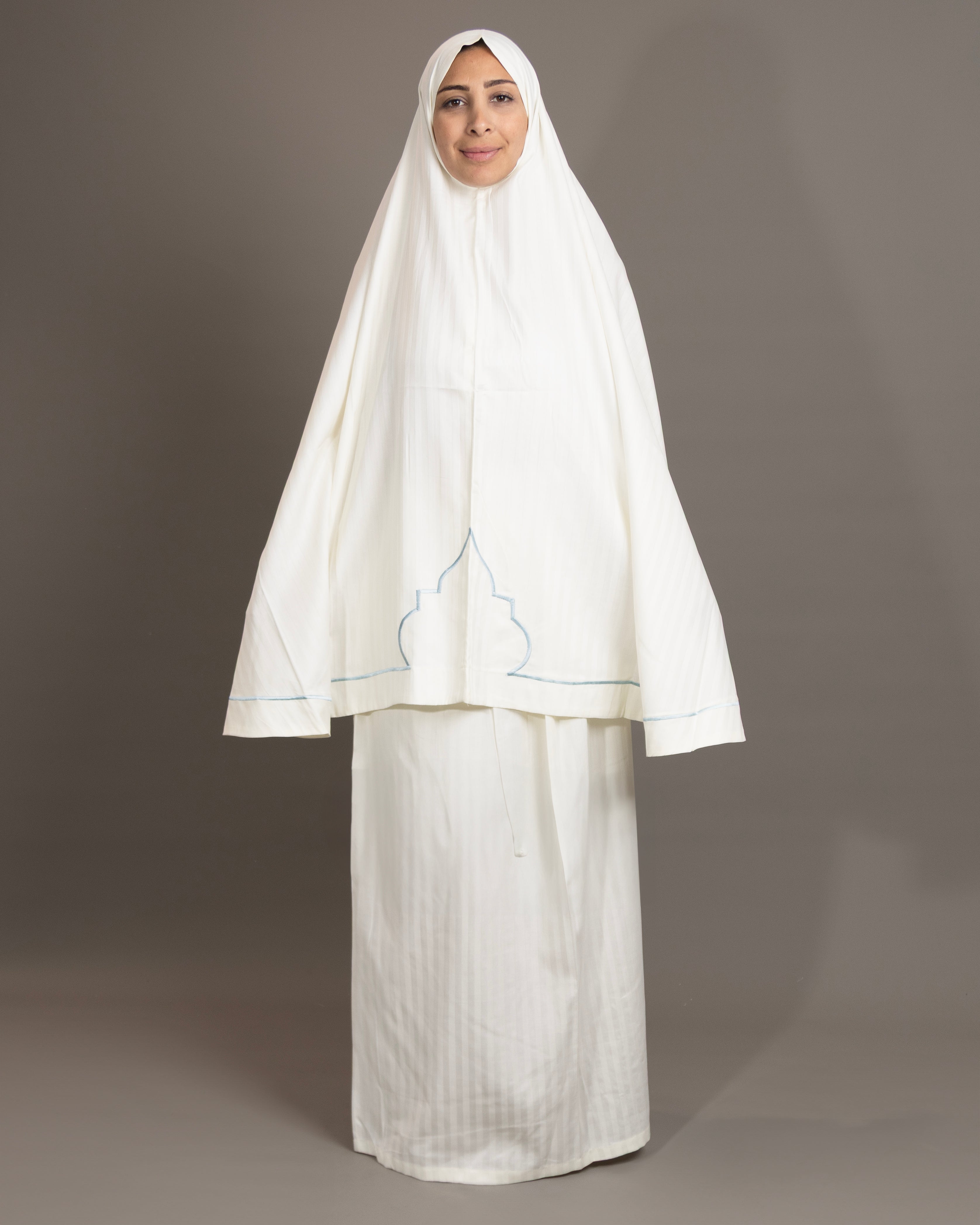 White Embroidered Cotton prayer cloth - 2 Pieces