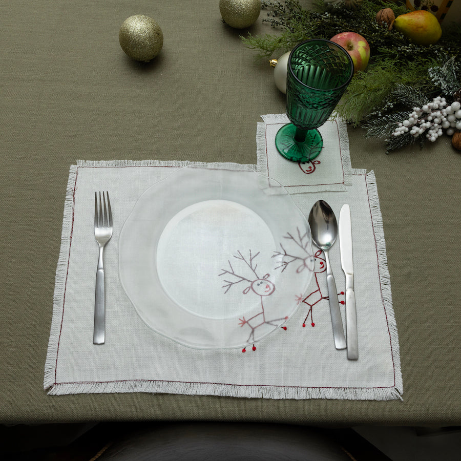 Reindeer Traymat with 4 Coasters