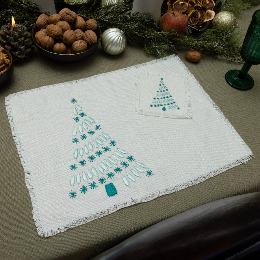 Modern Christmas traymat with 4 coasters
