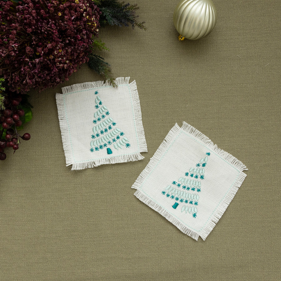 Modern Christmas traymat with 4 coasters