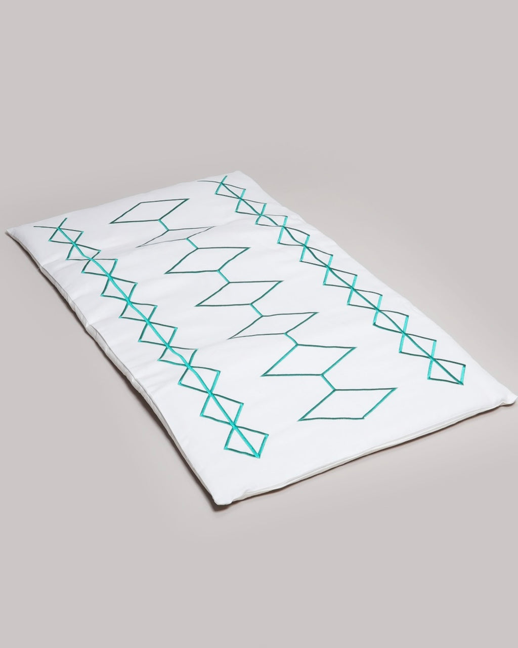 Green tribal prayer mat with dacron