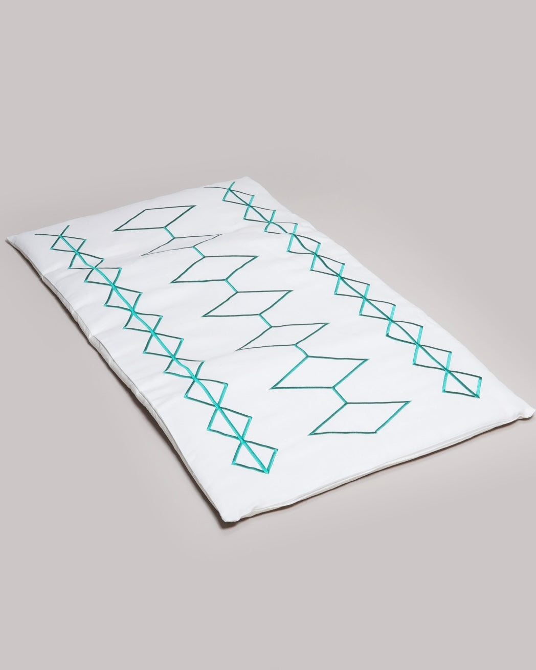 Green tribal prayer mat with dacron