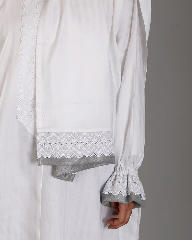 White cotton prayer cloth with dentelle-1 Piece