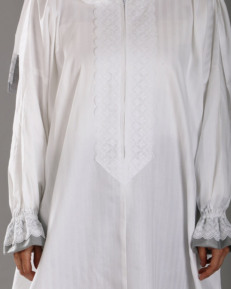 White cotton prayer cloth with dentelle-1 Piece