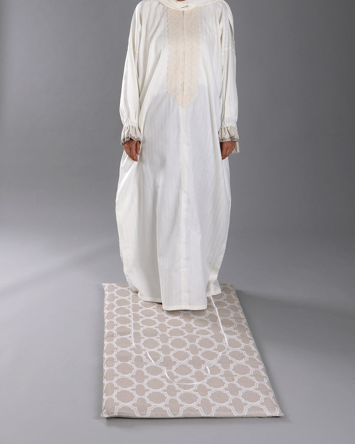 Offwhite cotton prayer cloth with dentelle-1 Piece