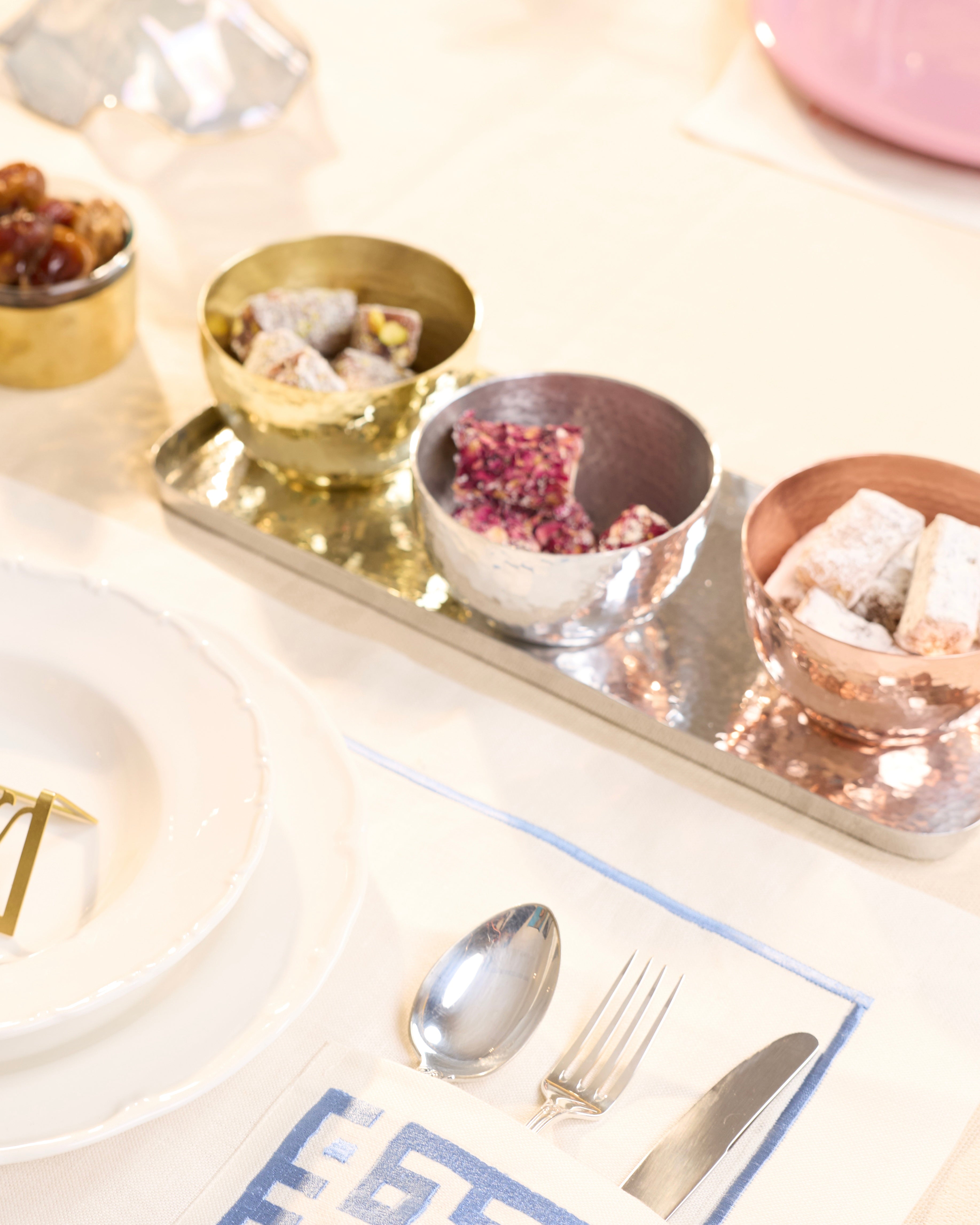 BRASS TRAY WITH 3 CUPS