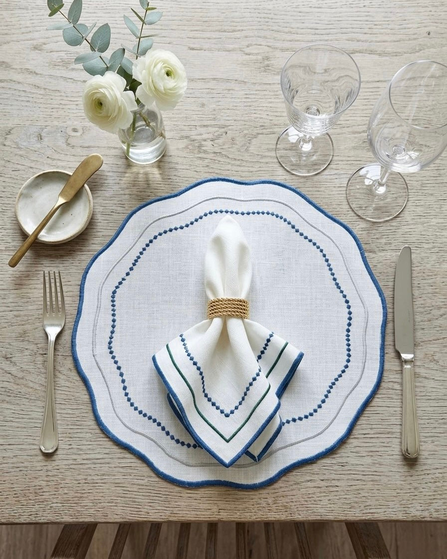 OffWhite Placemat with Napkins set of 6
