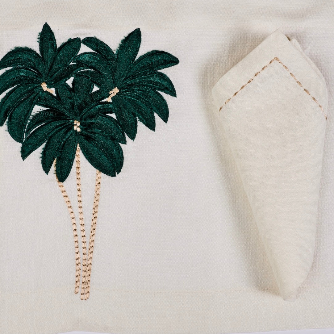 Green Palm 3D placemat with napkins set of 12
