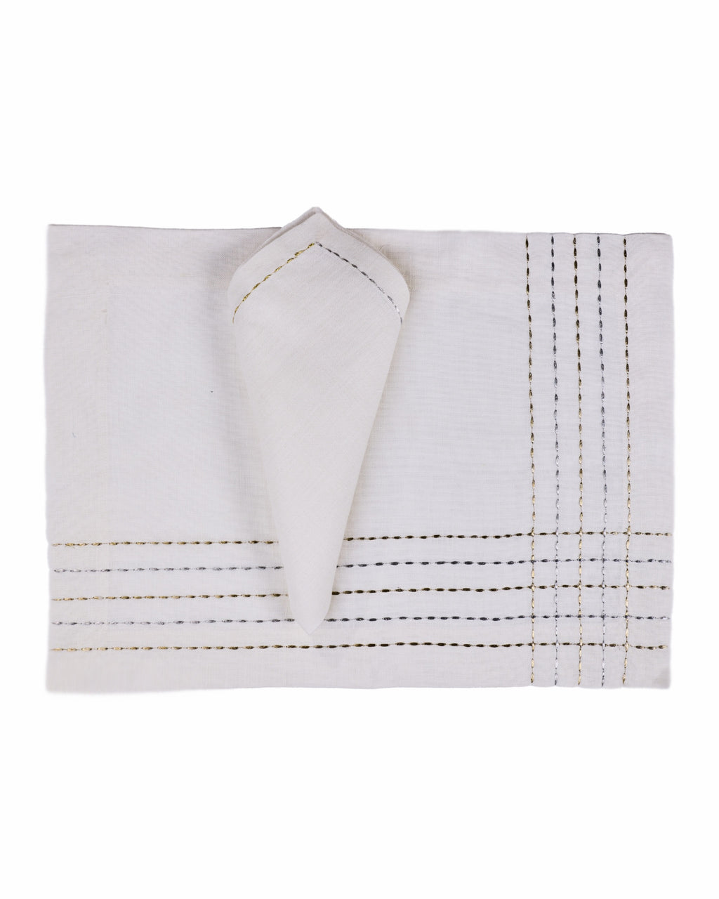 lines & square, gold & silver Placemat with napkins set of 12