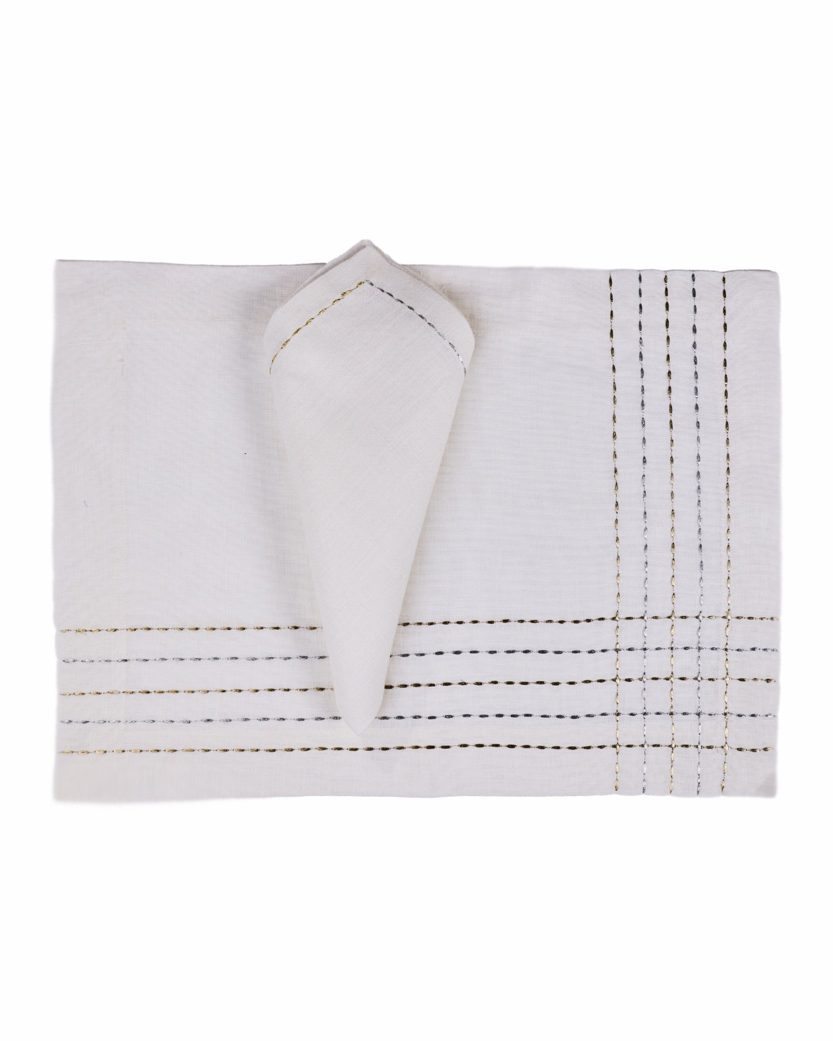 lines & square, gold & silver Placemat with napkins set of 12