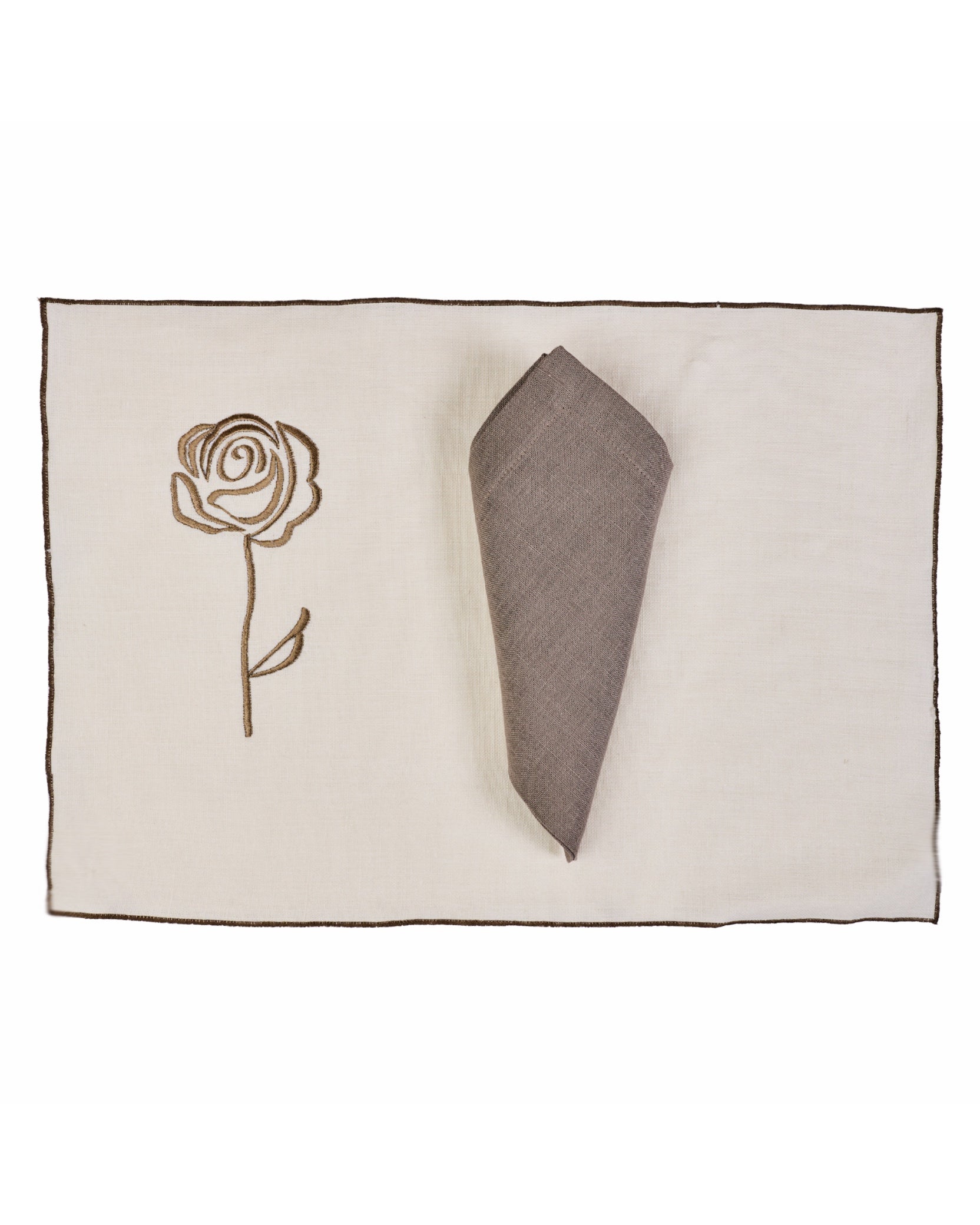 Brown rose placemat with napkins set of 12