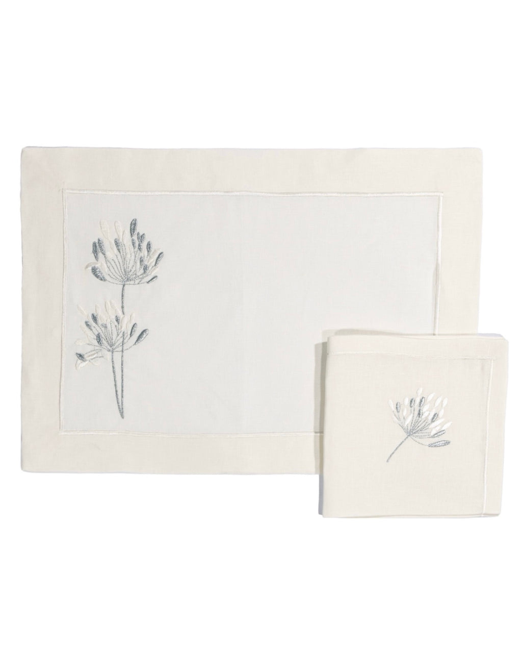 Silver dandelion placemat with napkins set of 12