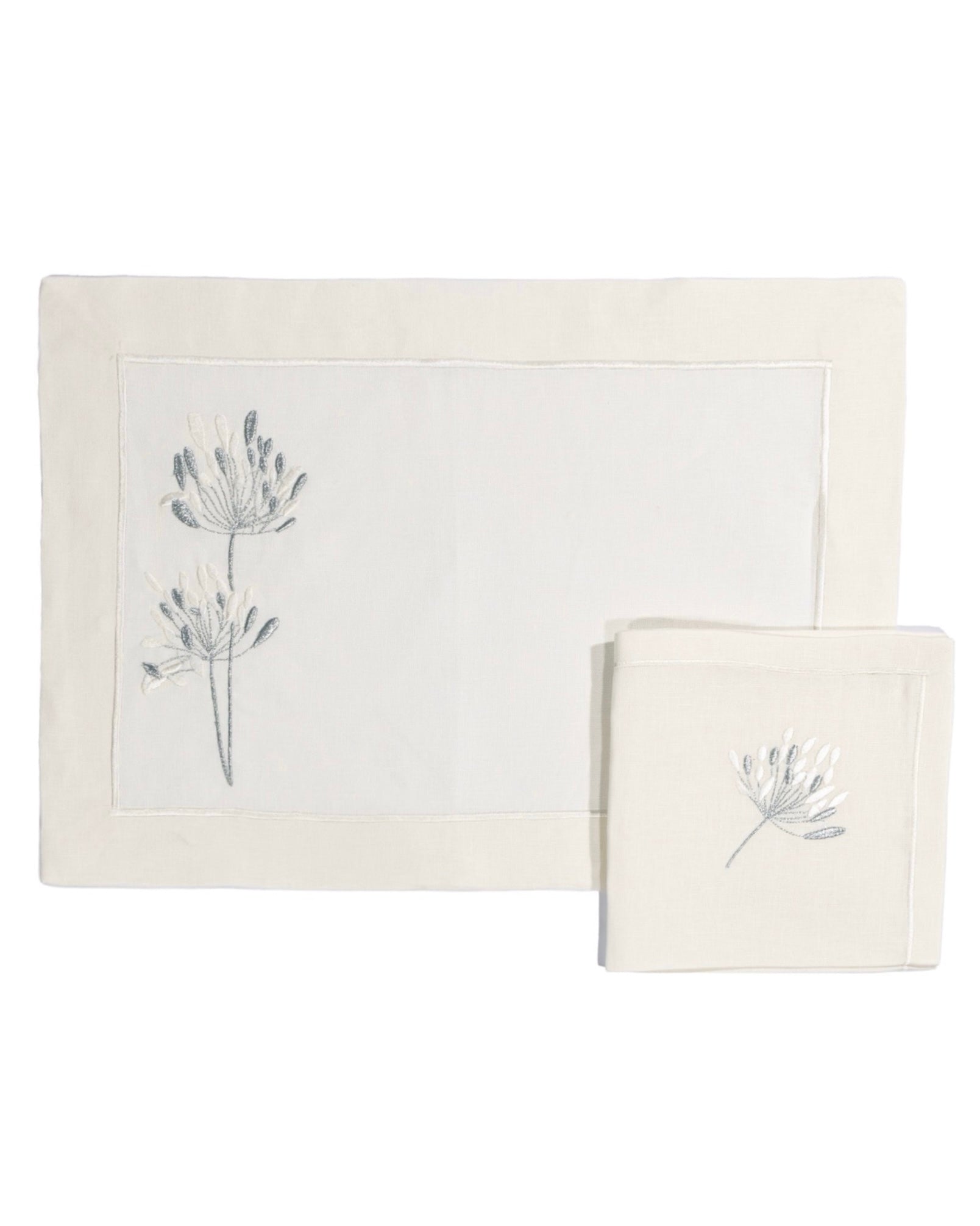 Silver dandelion placemat with napkins set of 12